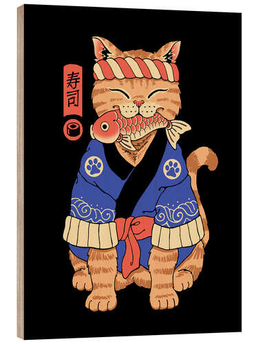 Trätavla Sushi Meowster
