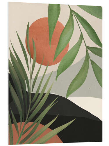 Tableau en PVC Abstract Tropical Leaves I