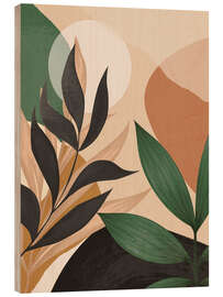 Tableau en bois Abstract Tropical Leaves II