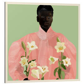 Aluminium print Girl Holding Flowers