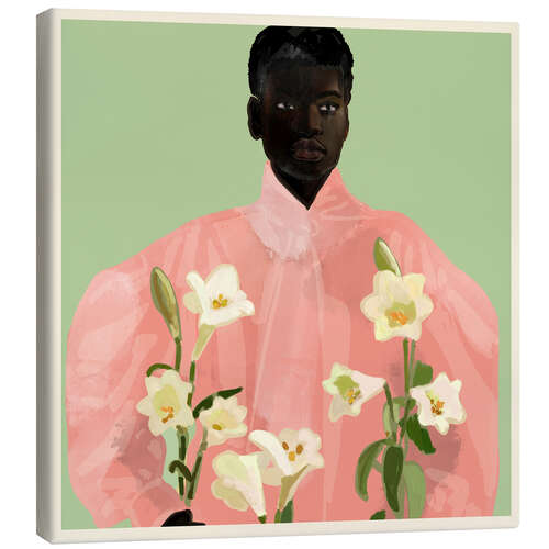 Leinwandbild Mädchen mit Blumen