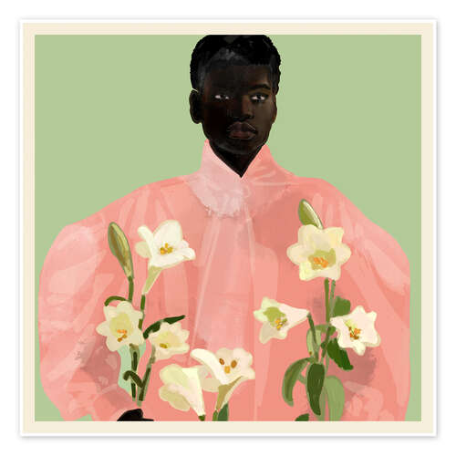 Juliste Girl Holding Flowers