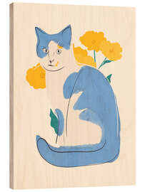 Holzbild Blaue Katze - ThingDesign