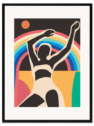 Plakat artystyczny premium w ramie Modern Abstract Art Rainbow Dance