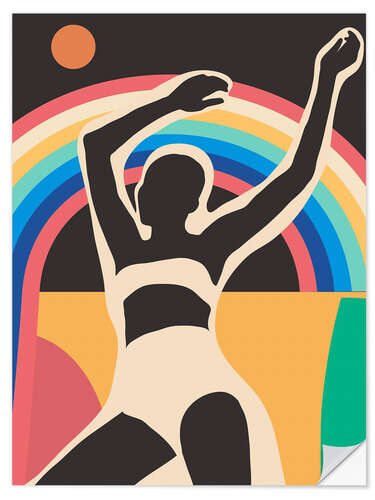 Självhäftande poster Modern Abstract Art Rainbow Dance