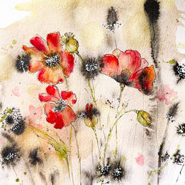 Magnettafel Mohnblumen