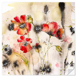 Wandsticker Mohnblumen