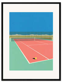Gerahmter Kunstdruck Tennisplatz in der Wüste