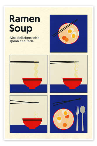 Poster Ramen Soup - Löffel und Gabel