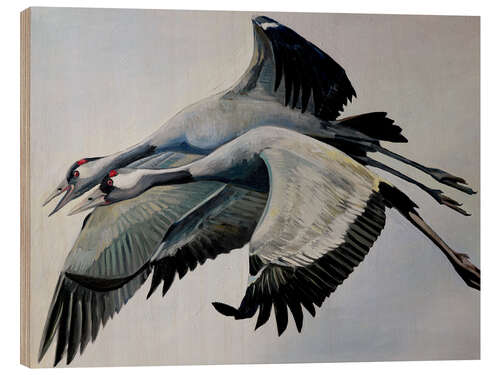 Quadro de madeira Cranes alone together