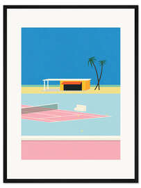 Gerahmter Kunstdruck Tennis am Strand