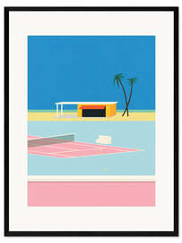 Gerahmter Kunstdruck Tennis am Strand