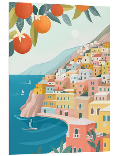 Print på skumplade Positano Coast Italy