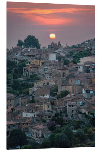 Acrylglasbild Valldemossa bei Sonnenuntergang, Mallorca