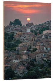 Trätavla Valldemossa at sunset, Mallorca - Martin Podt
