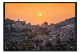 Gerahmter Kunstdruck Sonnenuntergang in Valldemossa, Mallorca