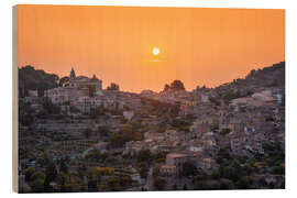 Wood print Sunset in Valldemossa, Mallorca