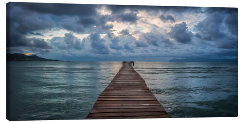 Quadro em tela Pier at sunrise panorama, Mallorca