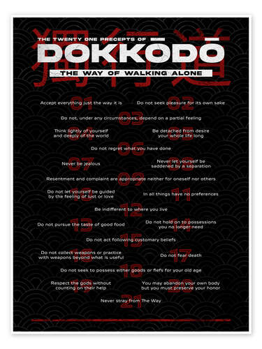 Plakat Dokkodo Precepts, Black