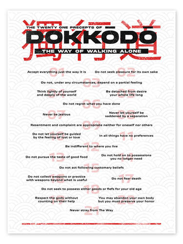 Poster Dokkodo Precepts, White