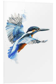 Obraz na PCV Watercolor kingfisher in flight