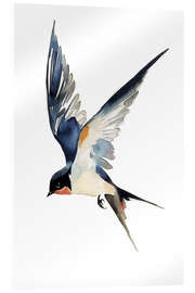 Stampa su vetro acrilico Watercolor swallow in flight