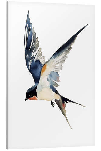 Alubild Aquarell Schwalbe im Flug
