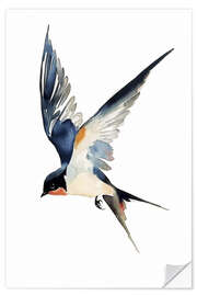 Naklejka na ścianę Watercolor swallow in flight