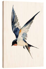 Obraz na drewnie Watercolor swallow in flight