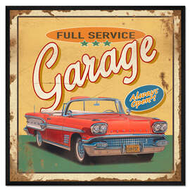 Gerahmter Kunstdruck Star Garage