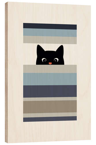 Cuadro de madera Hello Cat I