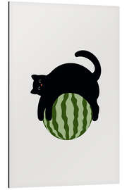 Aluminium print Cat On Watermelon