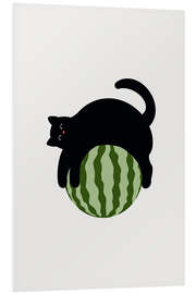 Quadro em PVC Cat On Watermelon