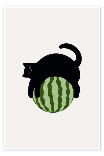 Poster Cat On Watermelon