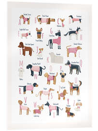 Acrylic print Dog breeds alpahbet pink clothes