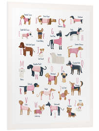 Quadro em PVC Dog breeds alpahbet pink clothes