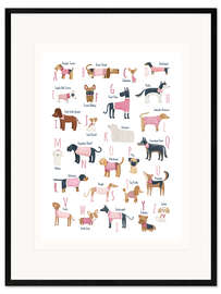 Framed art print Dog breeds alpahbet pink clothes