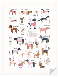 Autocolante decorativo Dog breeds alpahbet pink clothes