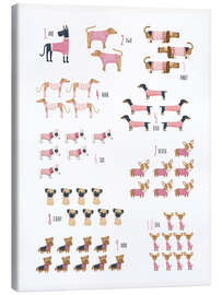 Canvas print Learning to count with dogs in pink sweaters - Marta Munte