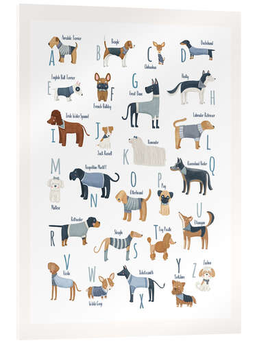 Akrylbilde The Alphabet of Dogs with blue Sweaters