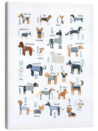 Lienzo The Alphabet of Dogs with blue Sweaters - Marta Munte
