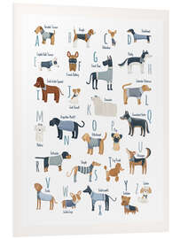 Foam board print The Alphabet of Dogs with blue Sweaters