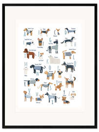 Framed art print The Alphabet of Dogs with blue Sweaters