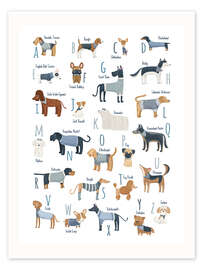 Wall print The Alphabet of Dogs with blue Sweaters - Marta Munte