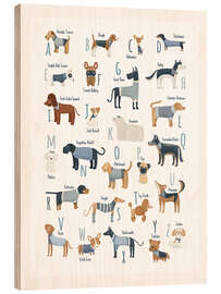 Puutaulu The Alphabet of Dogs with blue Sweaters - Marta Munte