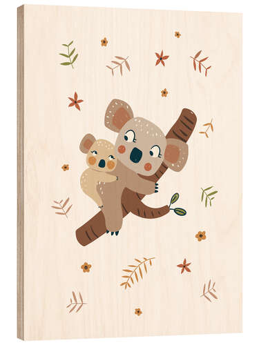 Cuadro de madera Koala mum and baby