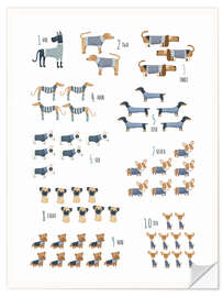 Autocolante decorativo Learn the numbers with dogs in blue sweaters