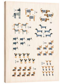 Obraz na drewnie Learn the numbers with dogs in blue sweaters