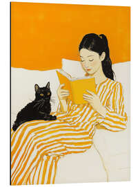 Magnettafel Lesestunde In Gelb mit Katze