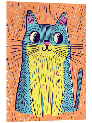 Acrylglasbild Freche Katze im Regen